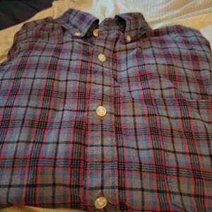 Mens Sonoma Button Down Plaid Shirt, Gray, Red, Teal Size XL